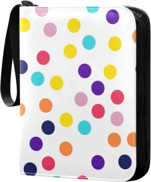 Colorful Polka Dots Collector Card Binder, Card Holder 3 Ring Binder 400 Cards Capacity for Sports Cards, Game Cards