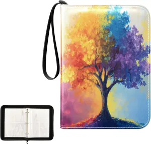 Colorful Tree Small Trading Card Binder, Card Binder 4 Pocket 400 Cards Capacity for Baseball Card, Football Card