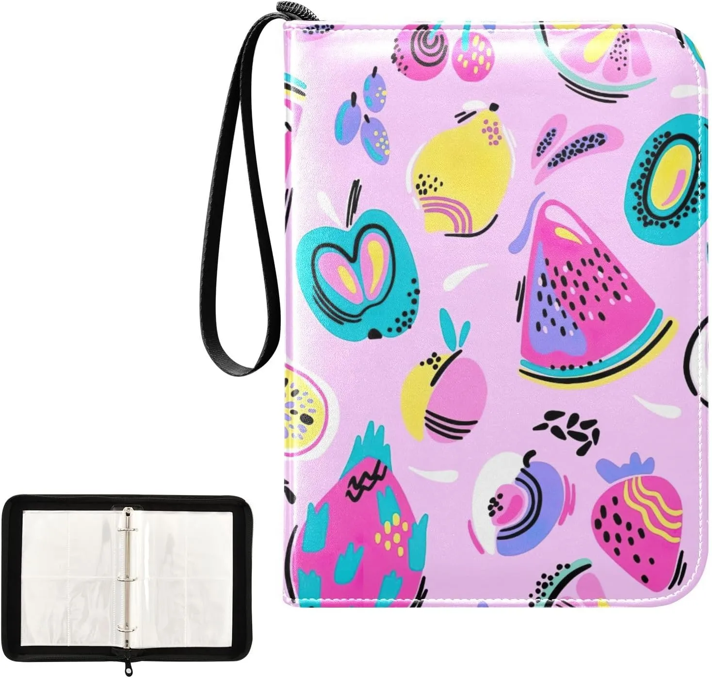 Colorful Tropics Pattern Binder for Trading Cards, Trading Card 3 Ring Binder Fits 400 Cards Card Album