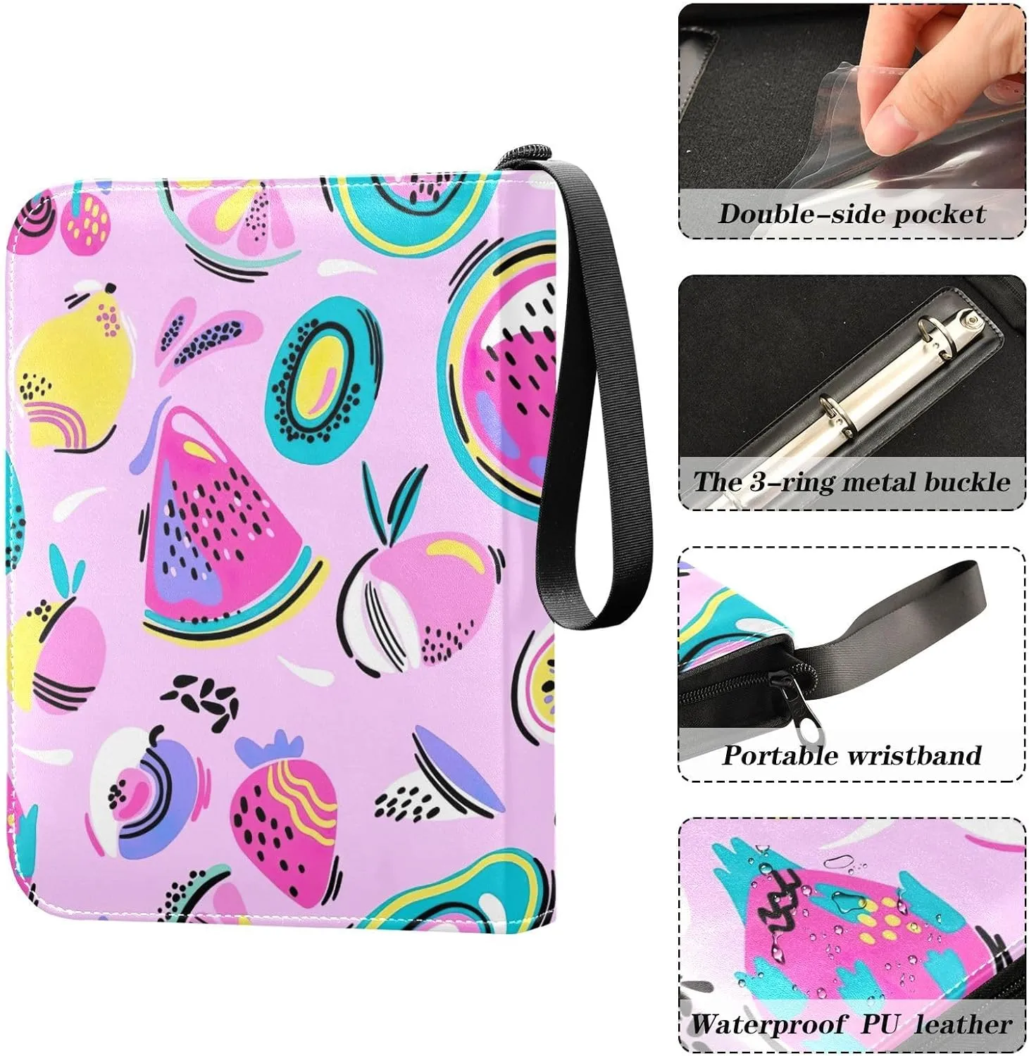 Colorful Tropics Pattern Binder for Trading Cards, Trading Card 3 Ring Binder Fits 400 Cards Card Album