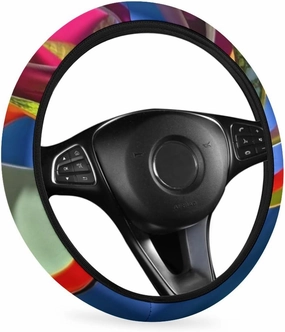 Colorful Sandals Shoes Car Steering Wheel Cover Non-Slip Car Wheel Cover Protector Full Surround Steering Wheel Cover Universal Fit 15 Inch for Cars, Truck, Van, SUV