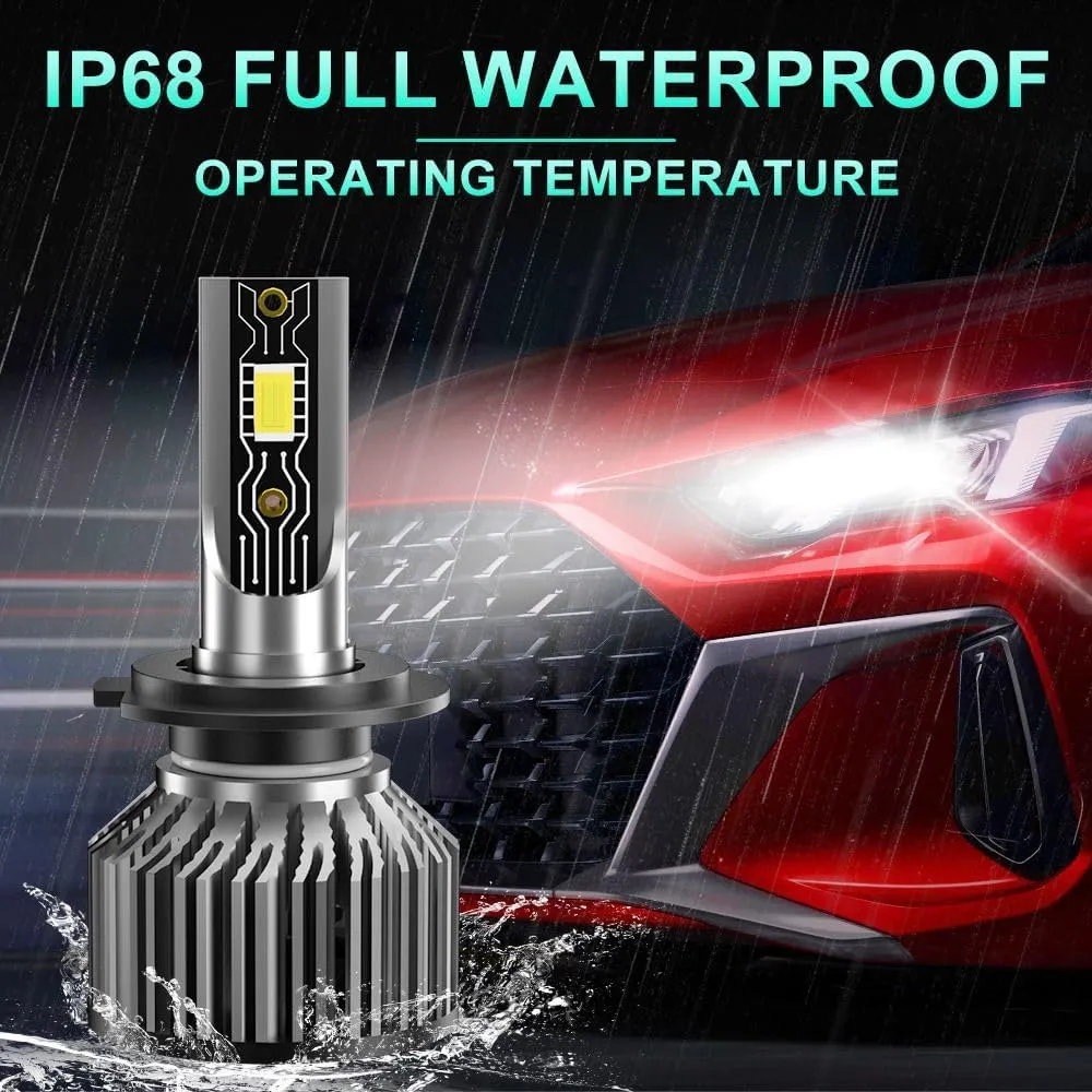 Compatible For Peugeot 301 2018-2020 H1 H7 High/Low Beam, 600% Brightness 6500K White with Cooling Fan, Plug and Play, IP68 Pack of 4