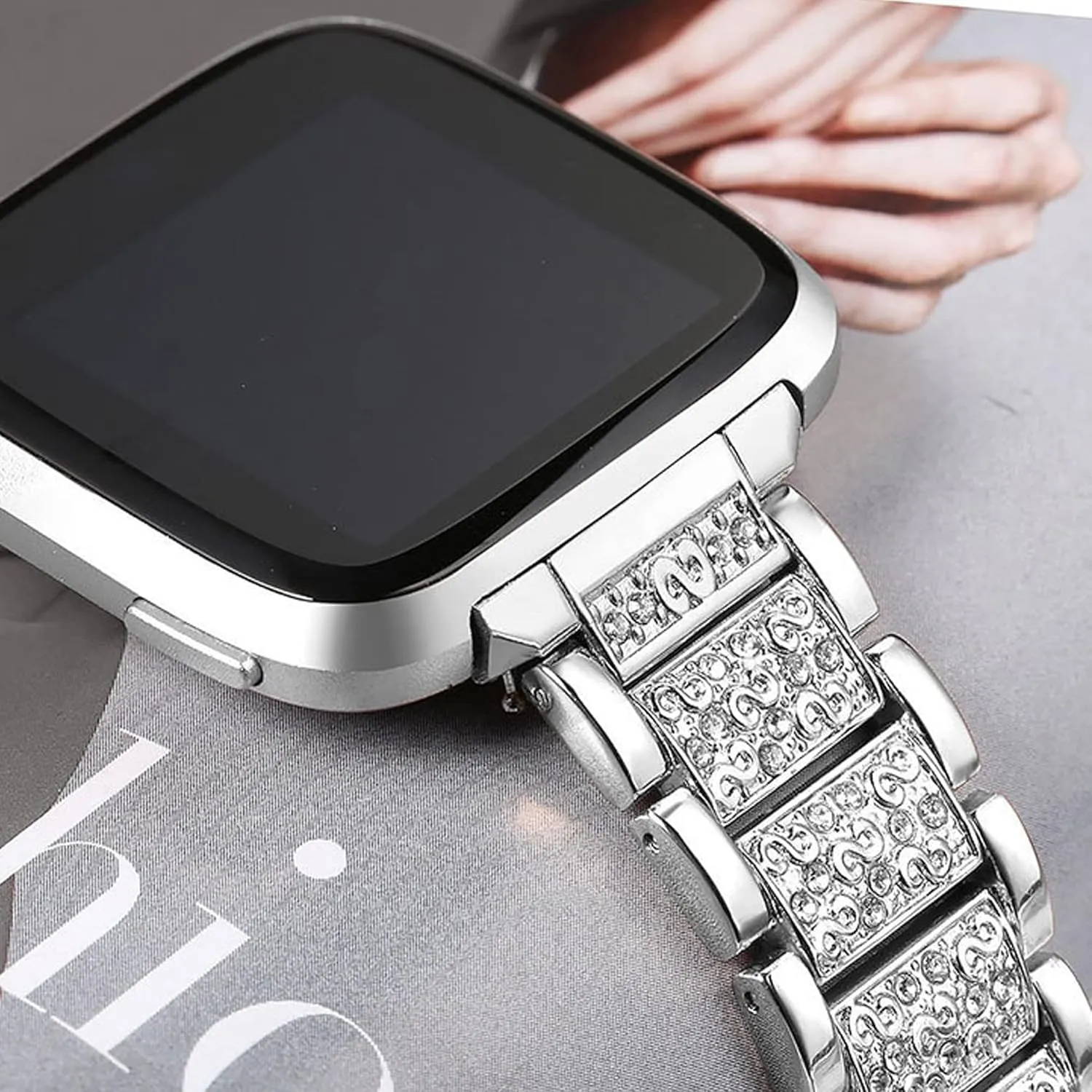 Compatible with Dyurwa P97 Smart Watch Band, Jewelry Bling Diamond Metal Dressy Strap Accessories Sports Band for Men Women Compatible for Soudorv P97, Dyurwa P97 Smart Watch