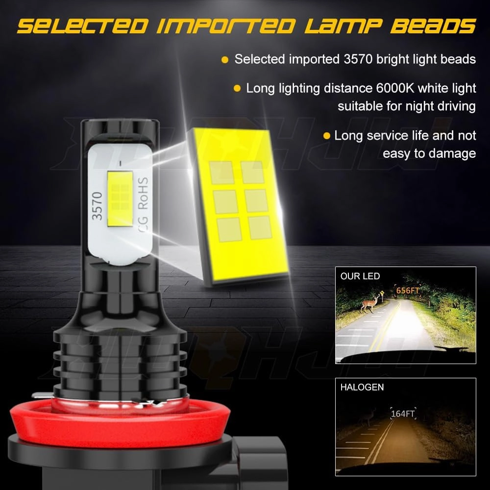 Compatible for 2009 2010 2011 2012 2013 Toyota Corolla Light Bulbs, 9005 High Beam 9006 Low Beam H11 Fog Lights, 6000K Bright White Combo Kit, Plug n Play, Powersports Bulbs, 6-Pack