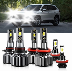 Compatible For Honda CR-V 2015-2021 9005 H11 High/Low Beam H11 Fog Light Bulbs, 600% Brightness 6500K White with Cooling Fan, Plug and Play, IP68 Pack of 6