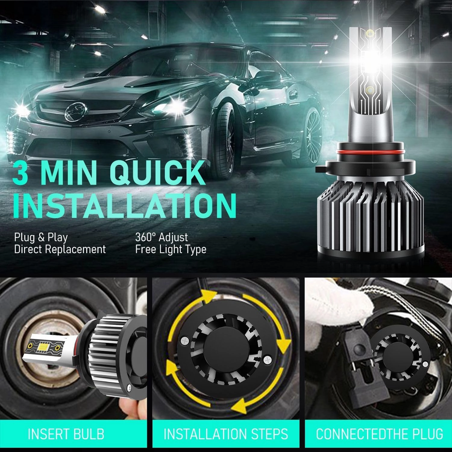 Compatible For Honda CR-V 2015-2021 9005 H11 High/Low Beam H11 Fog Light Bulbs, 600% Brightness 6500K White with Cooling Fan, Plug and Play, IP68 Pack of 6