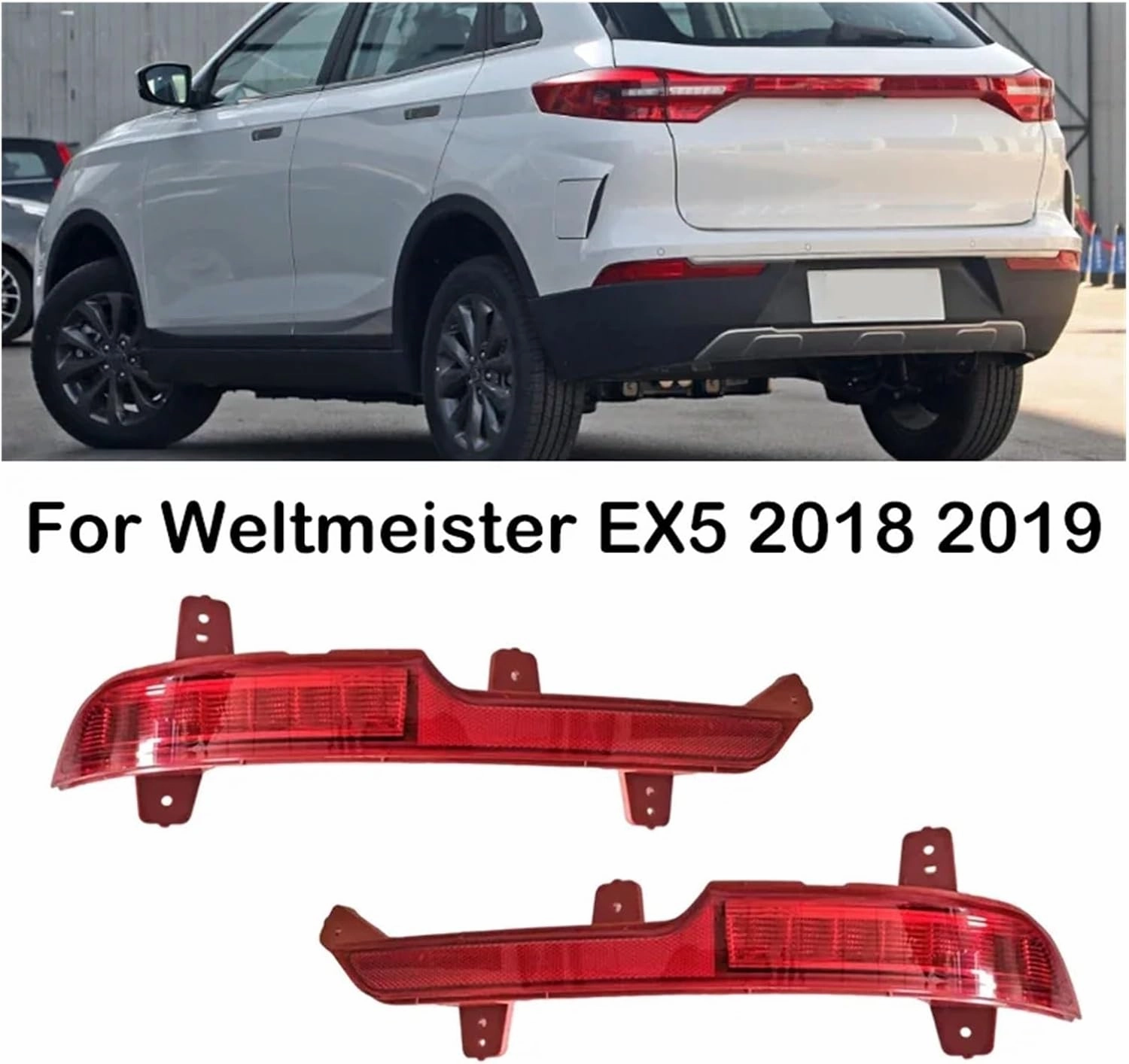 Compatible With Weltmeister EX5 2018 2019 LED Car Rear Bumper Reflector Light Stop Brake Light Turn Signal Lamp Warning Light Brake Lam(Left)
