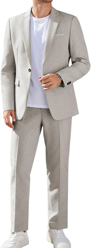 COOFANDY Men Suits Classic Fit 2 Piece Suit Set One Button Casual Blazer Wedding Bussiness Suit Separates