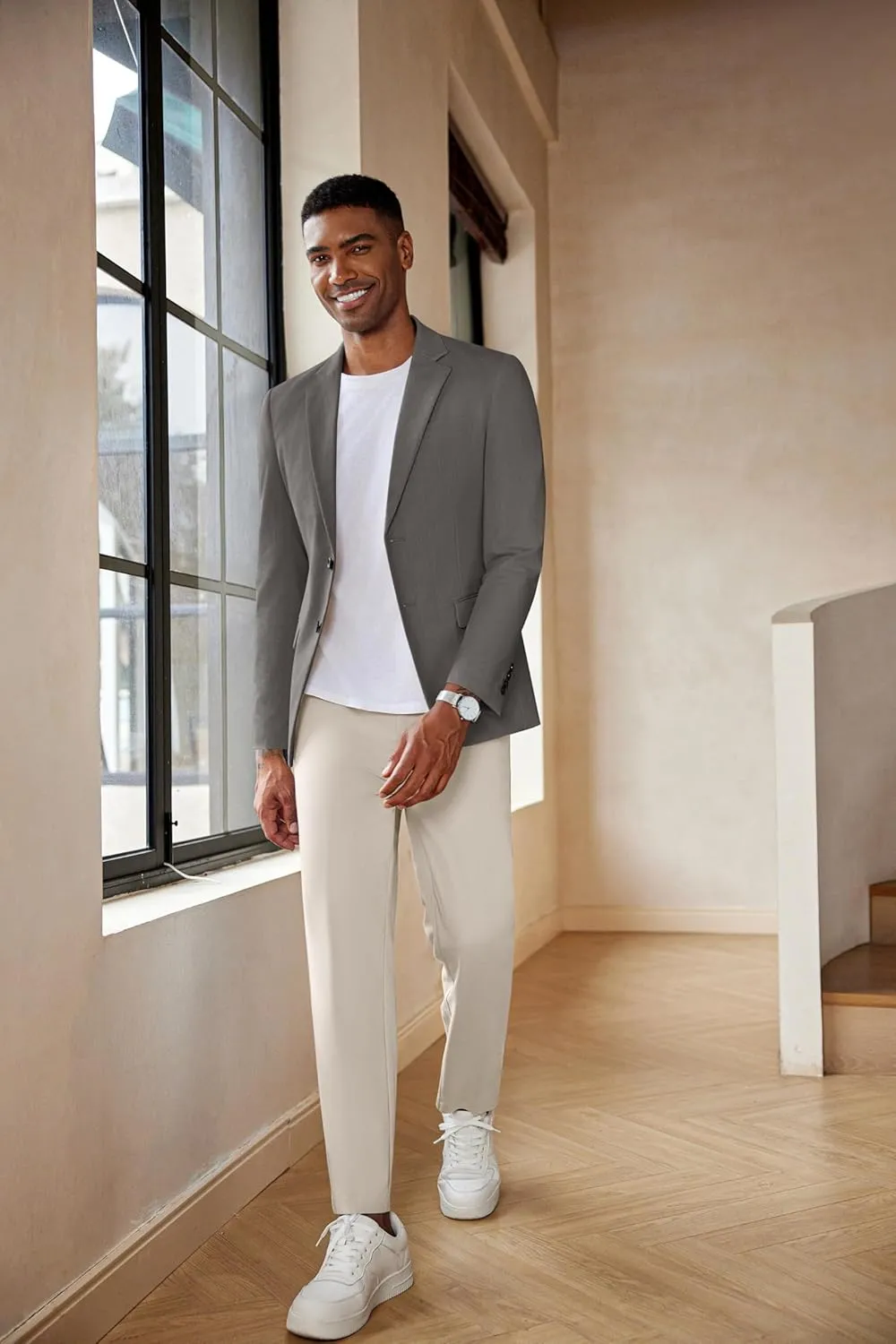 COOFANDY Men's Casual Blazer Lightweight Slim Fit Suit Jacket Two Button Cotton Sport Coats
