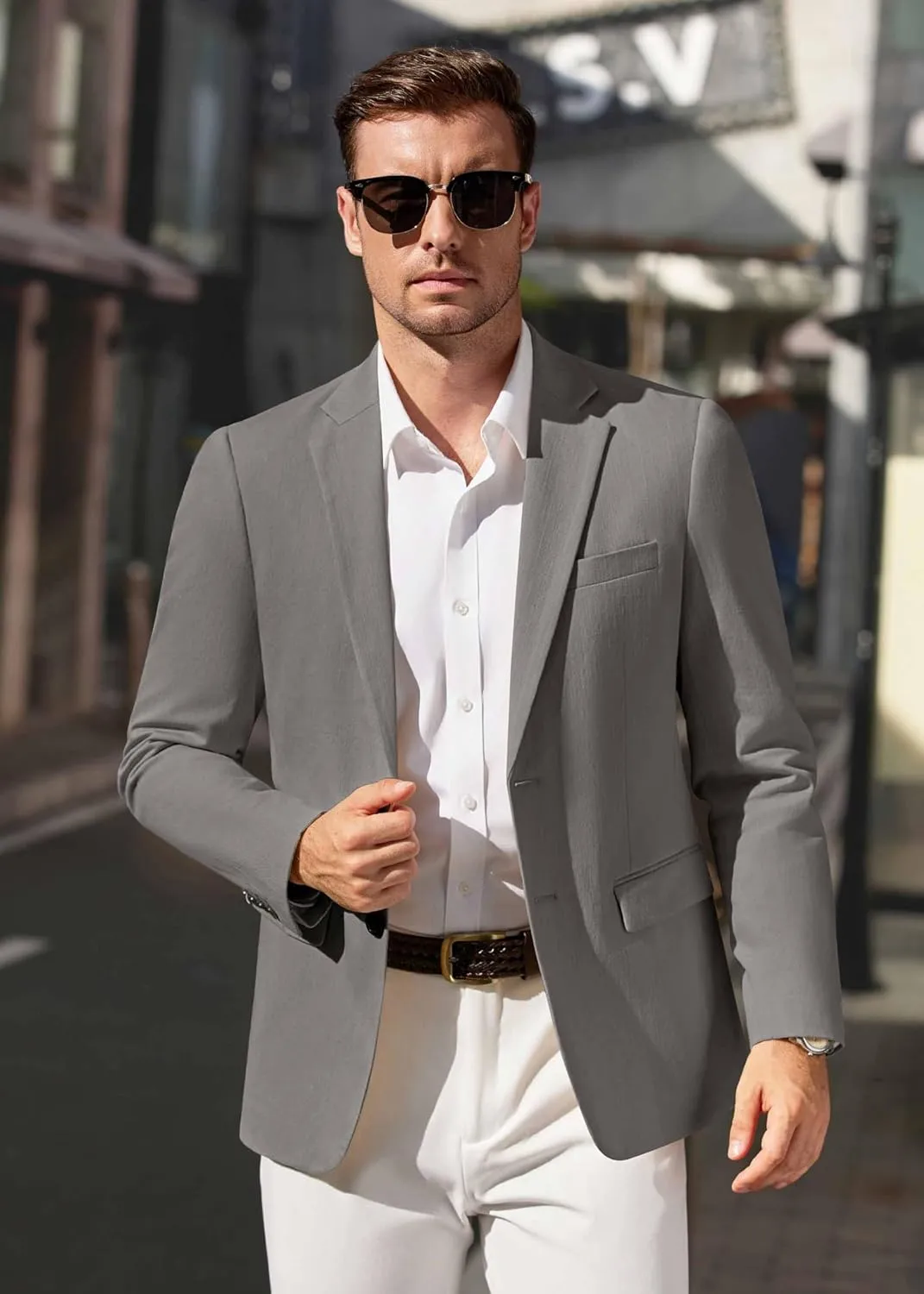 COOFANDY Men's Casual Blazer Lightweight Slim Fit Suit Jacket Two Button Cotton Sport Coats