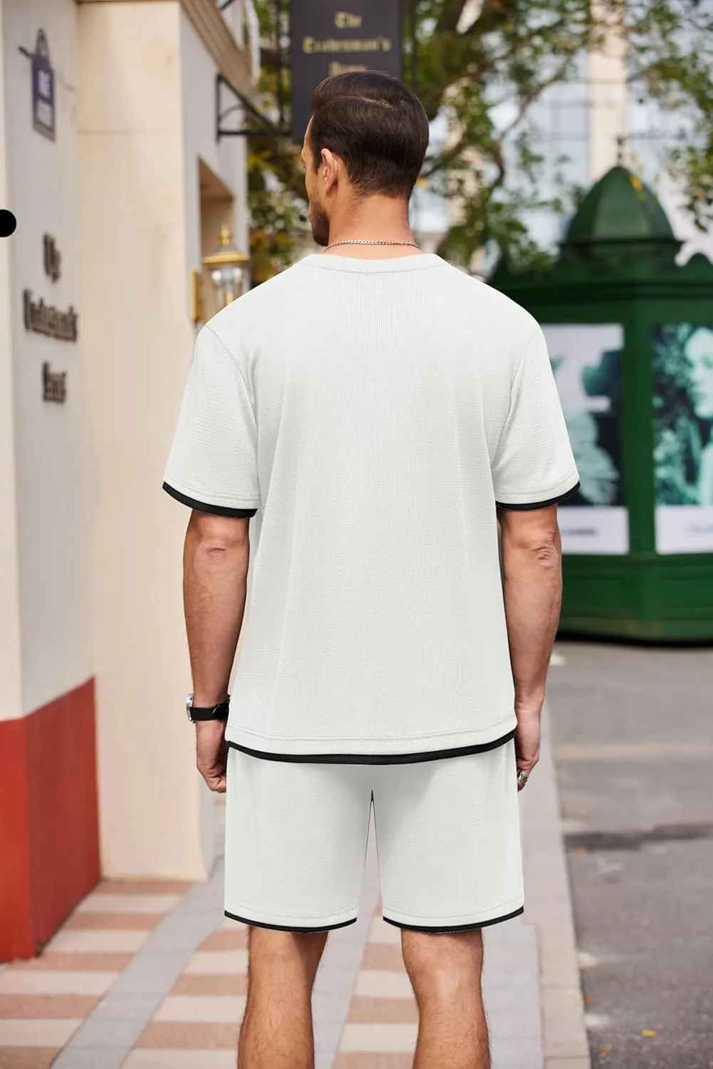 COOFANDY Men's Waffle Shirt and Shorts Set 2 Piece Outfits Casual Summer Tracksuits Set with Pockets