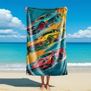 Cool Racing Print Beach Towel - Microfiber Race Car Bath Towel, Black and White Checkered Quick Dry Beach Towel, Perfect for Boys and Racing Enthusiasts (style4,55in x 28in)