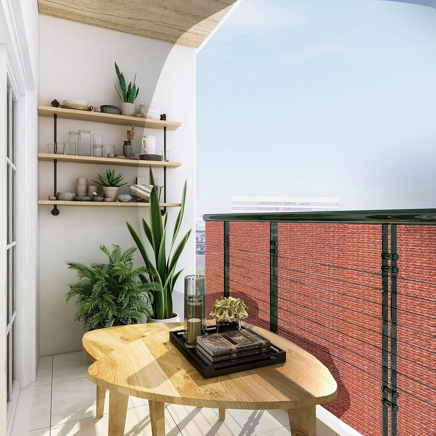 Coolaroo 70% UV Block Prvacy & Screening Fabric - Breathable Fence Cover for Patio, Balcony, Pool, and Play Area, Tear Resistant Windscreen, 6ftx15ft Roll, Terracotta