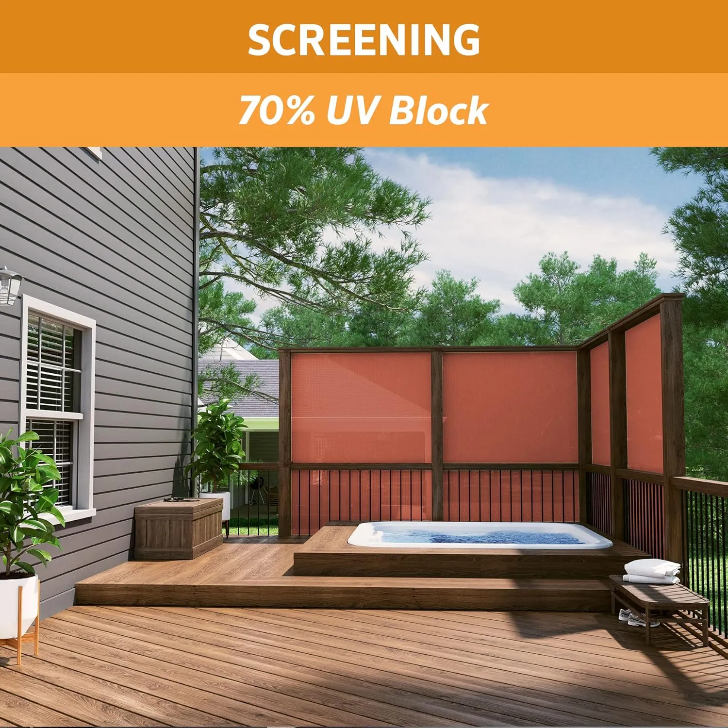 Coolaroo 70% UV Block Prvacy & Screening Fabric - Breathable Fence Cover for Patio, Balcony, Pool, and Play Area, Tear Resistant Windscreen, 6ftx15ft Roll, Terracotta