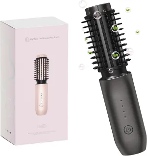 Cordless Hot Brush - Travel Portable Hair Straightener Brush, 4 Temperatures | Fast Heating, Anti-Scald, and Anti-Frizz, Cordless Straightener Tool for Travel, Date, Work - Classic Black