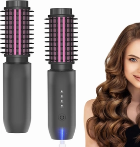 Cordless Curling Iron Rechargeable, Portable Hair Styler Hot Curler Brush for Salon-Worthy Waves Curls and Volume, 4 Temperature 7000mAh Travel-Friendly for All Hair Types (Grey)