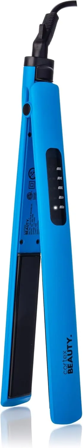 Cortex Beauty Ultra Slim Digital Flat Iron – 1" Nano Titanium Hair Straightener, Professional Salon Hot Tool for Sleek Styling, Plancha de Cabello - Beach Blue