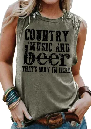 Country Music Tank Tops Women Letter Print Country Music Festival Tank Tops Funny Summer Sleeveless Vacation Tank