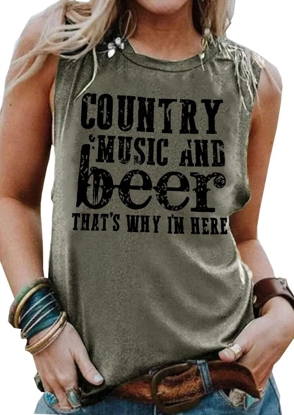 Country Music Tank Tops Women Letter Print Country Music Festival Tank Tops Funny Summer Sleeveless Vacation Tank