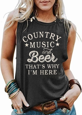 Country Music Tank Tops Women Letter Print Country Music Festival Tank Tops Funny Summer Sleeveless Vacation Tank