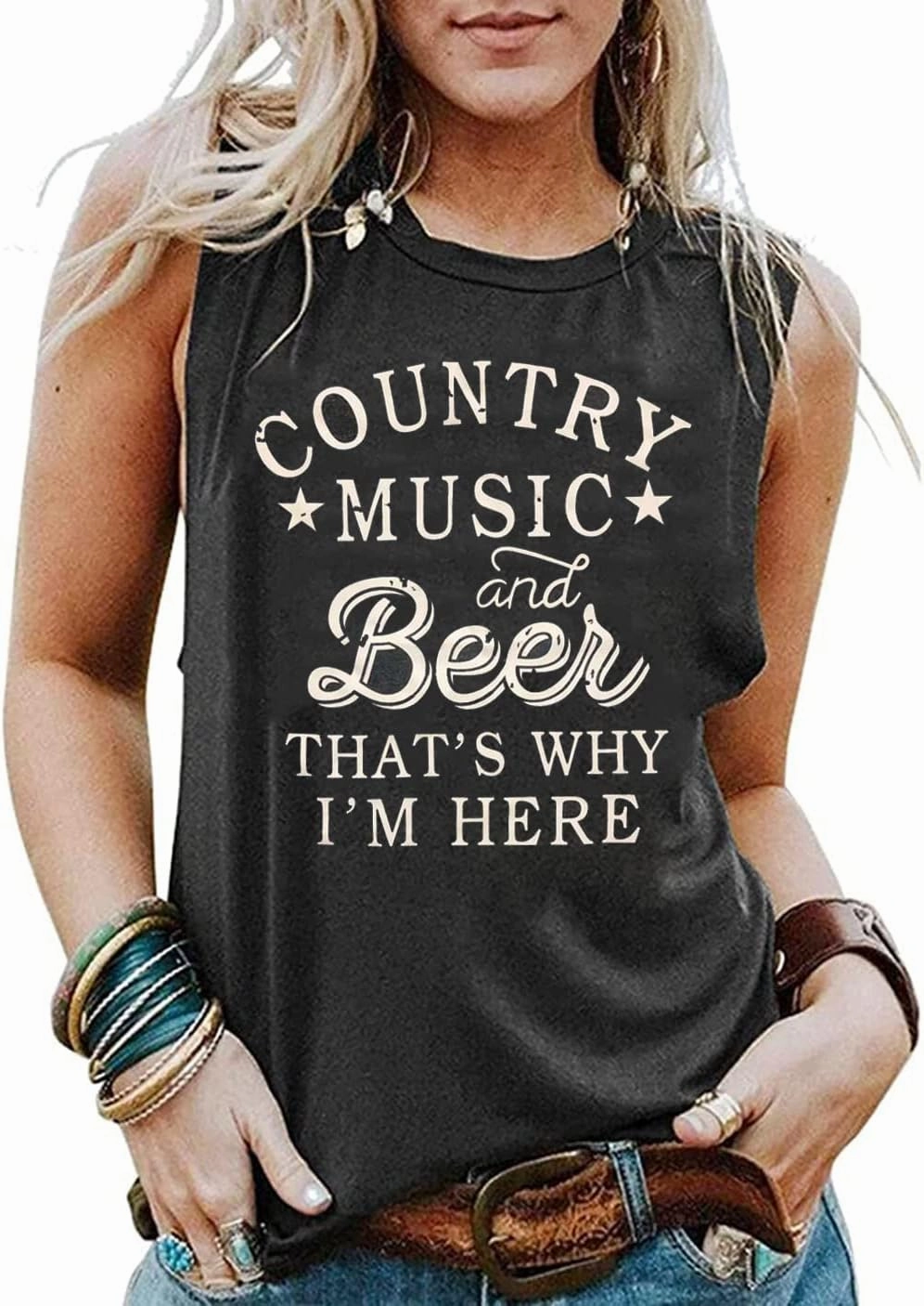 Country Music Tank Tops Women Letter Print Country Music Festival Tank Tops Funny Summer Sleeveless Vacation Tank