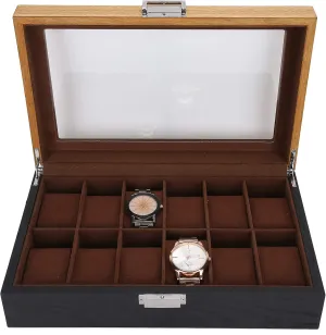 Craft Collection Fit for Watch Box Solid Wood 12 Slot 2‑Color Display Storage Collection Case Classic Vintage Organizer ornament