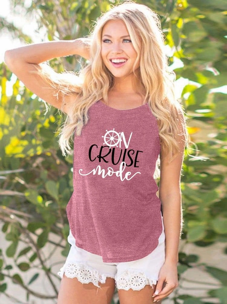 Cruise Mode Tank Women Summer Sleeveless Cruising Love Graphic Print T Shirt Boating Gifts Vacation Beach Shirt