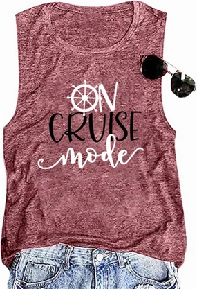 Cruise Mode Tank Women Summer Sleeveless Cruising Love Graphic Print T Shirt Boating Gifts Vacation Beach Shirt