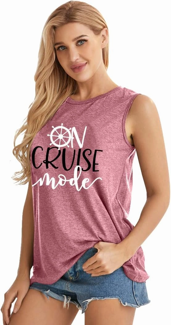 Cruise Mode Tank Women Summer Sleeveless Cruising Love Graphic Print T Shirt Boating Gifts Vacation Beach Shirt
