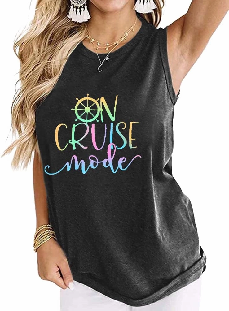 Cruise Mode Tank Women Summer Sleeveless Cruising Love Graphic Print T Shirt Boating Gifts Vacation Beach Shirt