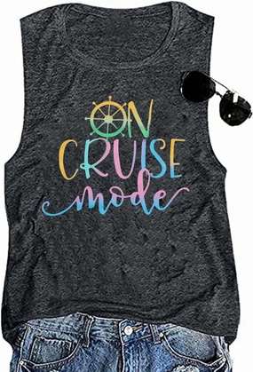 Cruise Mode Tank Women Summer Sleeveless Cruising Love Graphic Print T Shirt Boating Gifts Vacation Beach Shirt