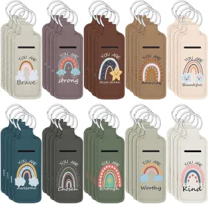 Ctosree 40 Pcs Rainbow Lipstick Holder with Inspirational Words Lip Balm Holder Keychain CNA Week Nurse Back to School Gifts
