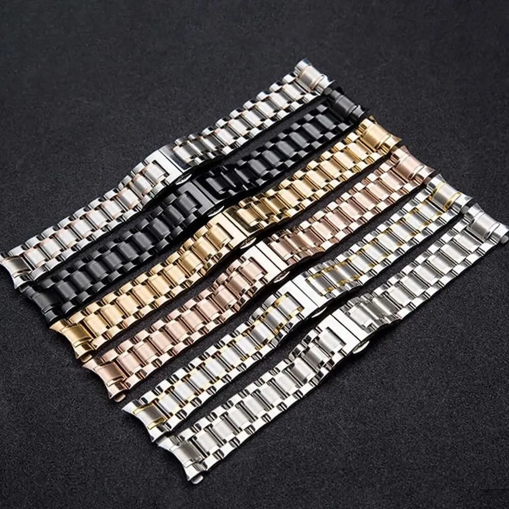 Curved End Watch Strap 12 13 14 15 16 17 18 19 20 21 22 23 24mm Stainless Steel Band Quick Release