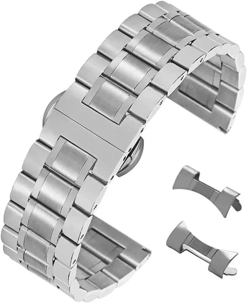 Curved End Watch Strap 12 13 14 15 16 17 18 19 20 21 22 23 24mm Stainless Steel Band Quick Release