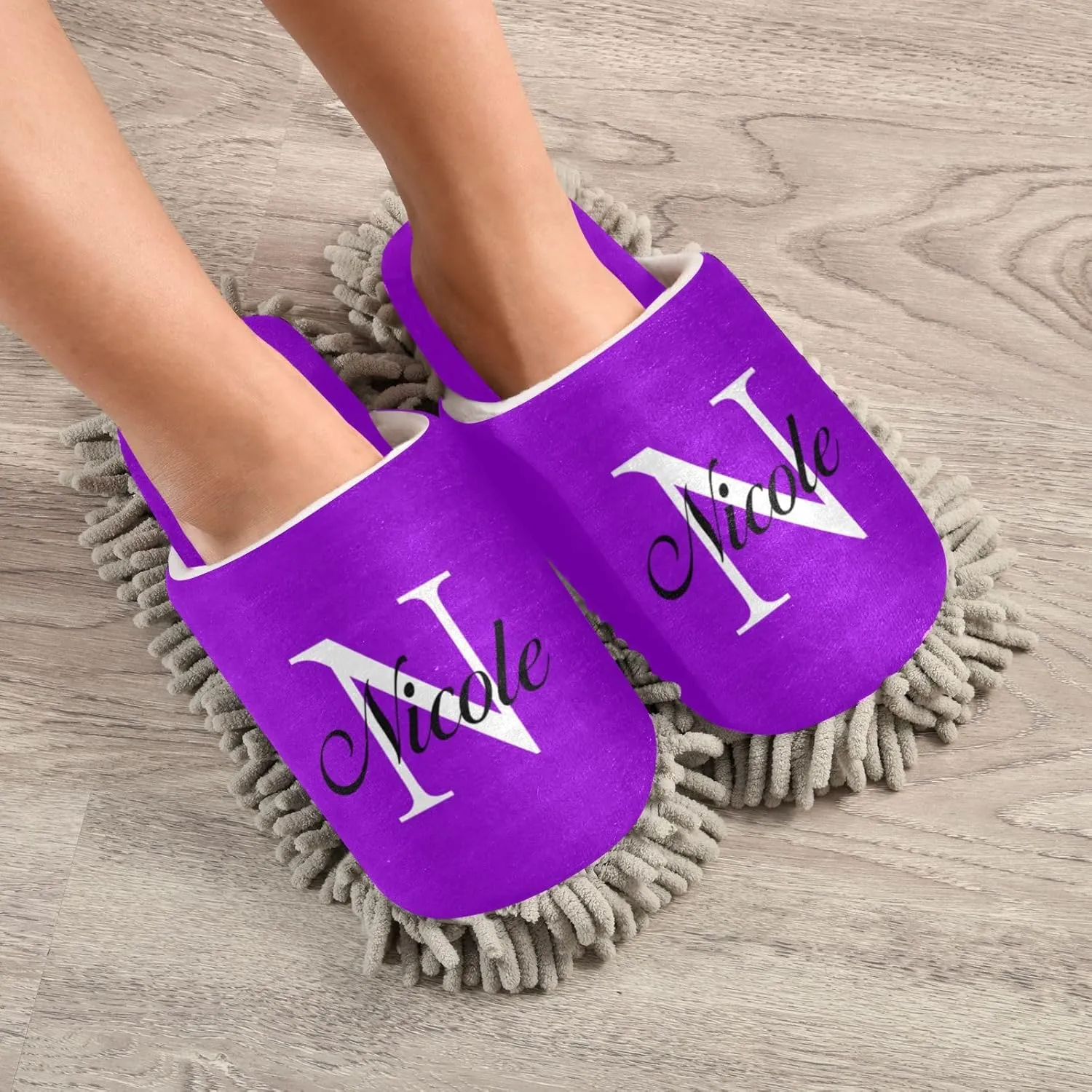 Custom Mop Slippers for Floor Cleaning Personalized Washable Microfiber Cleaning Mop Slippers