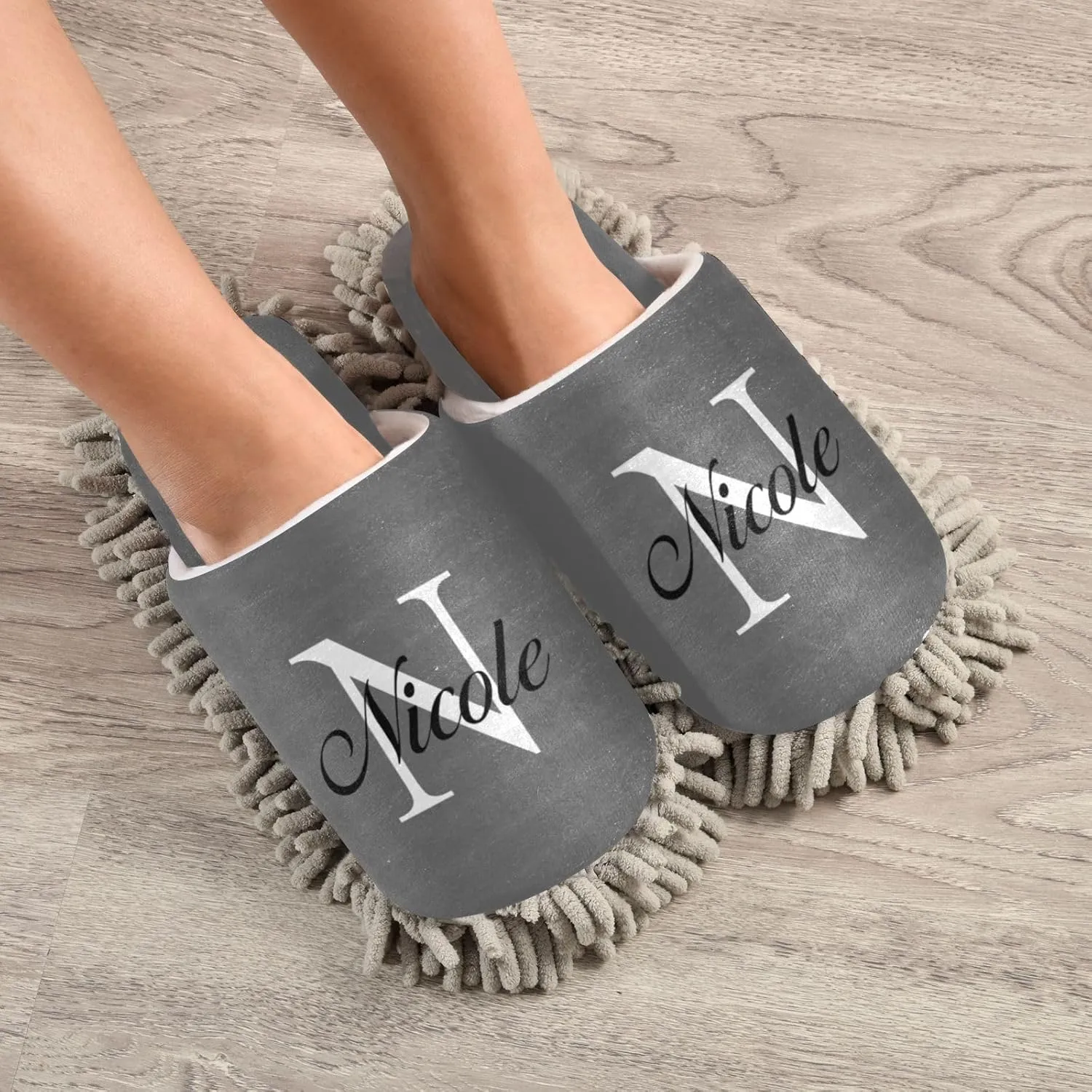 Custom Mop Slippers for Floor Cleaning Personalized Washable Microfiber Cleaning Mop Slippers