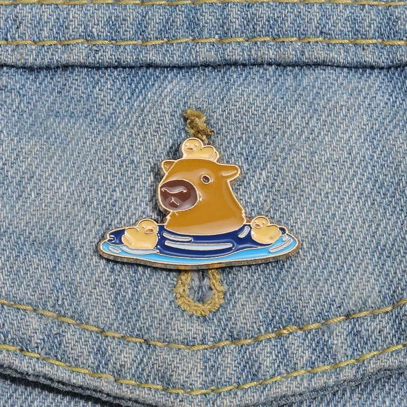 Cute Bathing Capybara-Shaped Pins