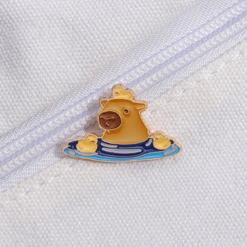 Cute Bathing Capybara-Shaped Pins