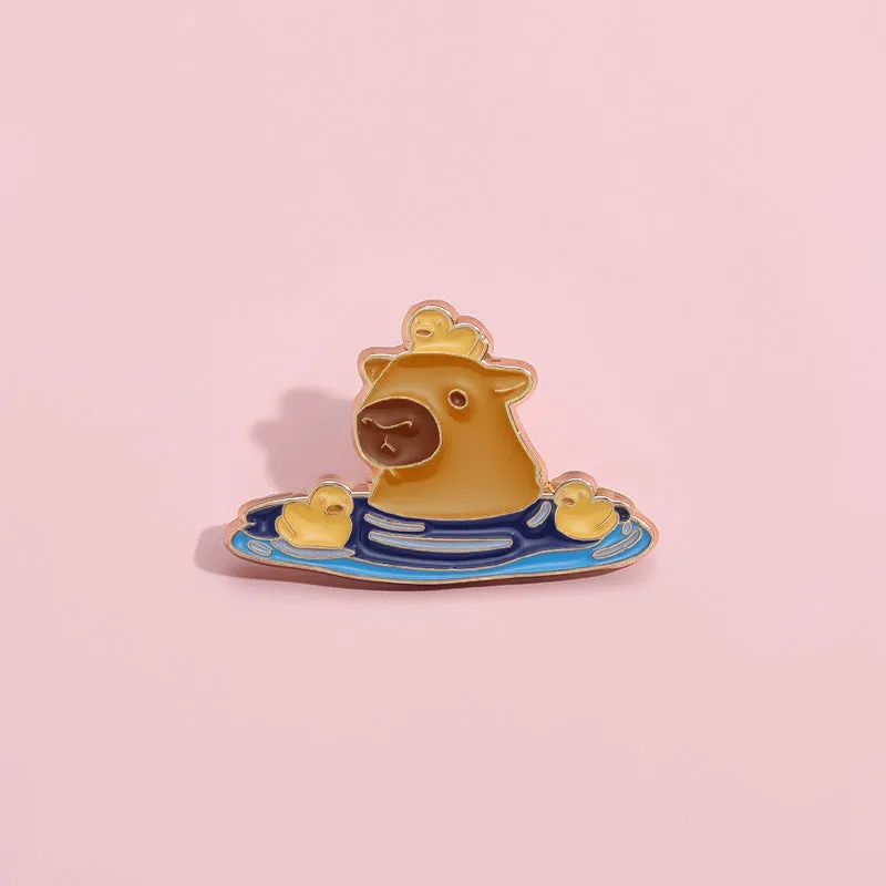 Cute Bathing Capybara-Shaped Pins