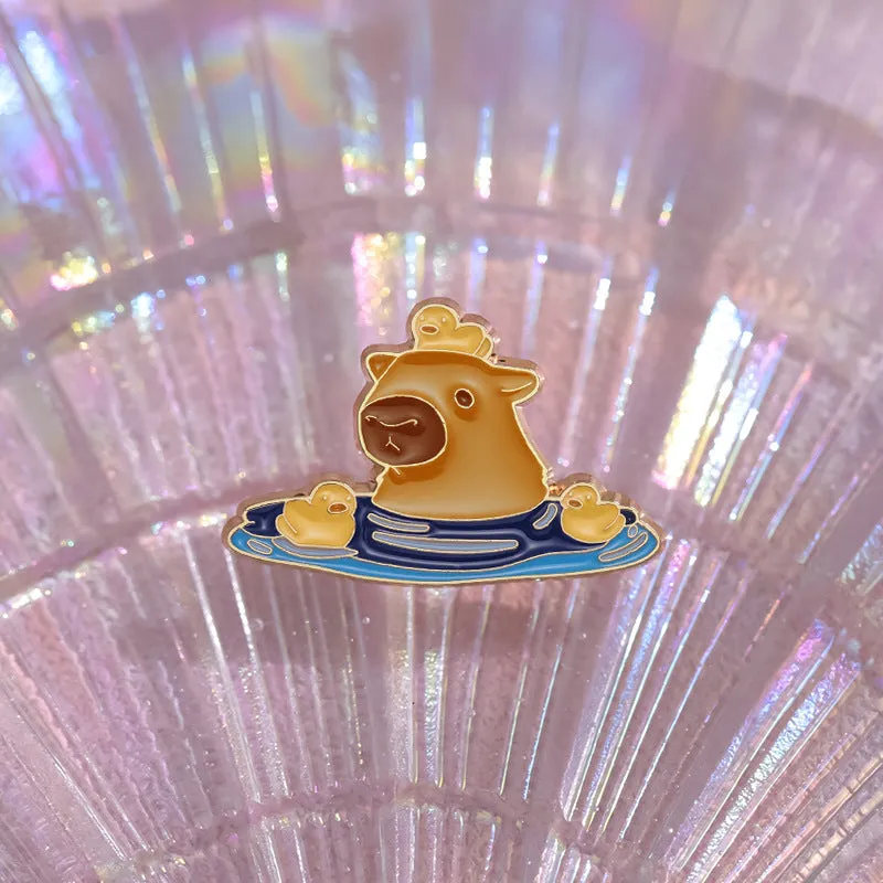 Cute Bathing Capybara-Shaped Pins