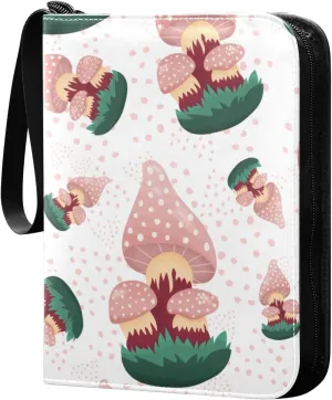Cute-colorful-mushrooms 400 Pocket Card Collection Binder, PU Waterproof Wear-resistant Trading Card Binder with Zip for Collectible Boys Girls Game Sports Cards MTG TCG, GTJRSJTY35868