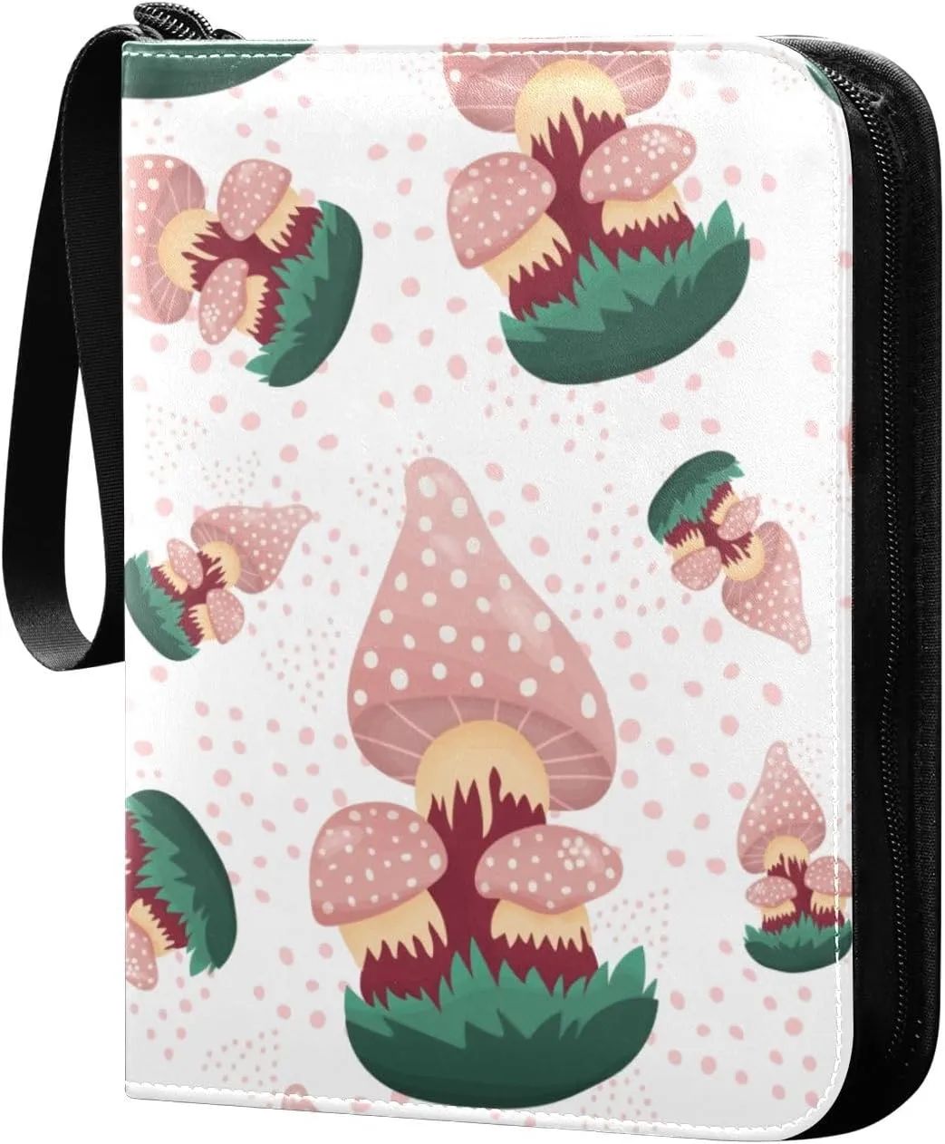 Cute-colorful-mushrooms 400 Pocket Card Collection Binder, PU Waterproof Wear-resistant Trading Card Binder with Zip for Collectible Boys Girls Game Sports Cards MTG TCG, GTJRSJTY35868