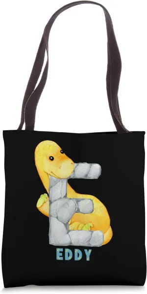 Cute Dinosaurs Letter Eddy Alphabet Dinosaurs Tote Bag