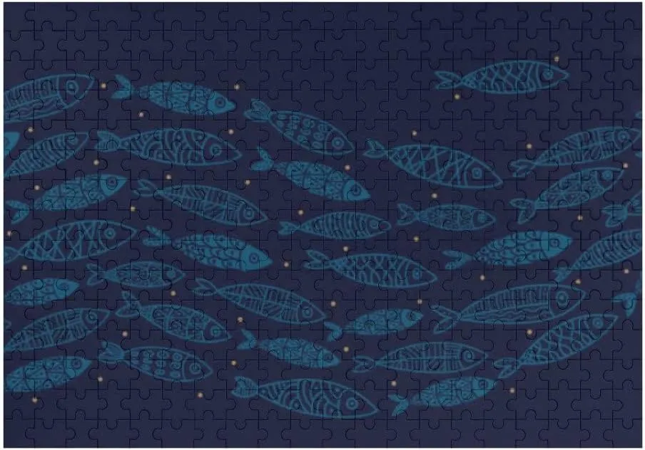 Cute Fish Background Jigsaw Puzzles for Adult Large Picture Wooden Puzzles Intelligent Toys Education Brain Puzzles Game Home Wall Decor 500 pcs