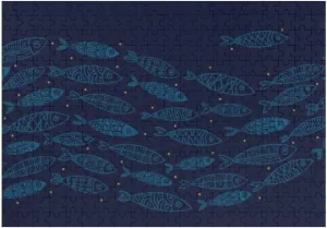 Cute Fish Background Jigsaw Puzzles for Adult Large Picture Wooden Puzzles Intelligent Toys Education Brain Puzzles Game Home Wall Decor 500 pcs