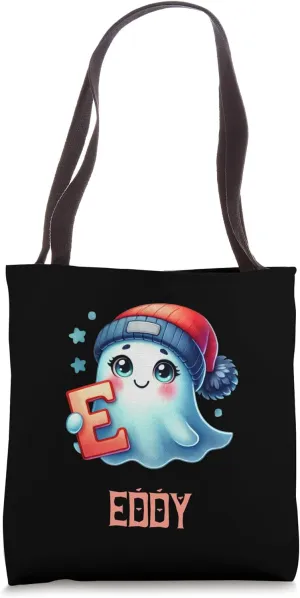 Cute Ghost Eddy Halloween Letter Boys Name Tote Bag
