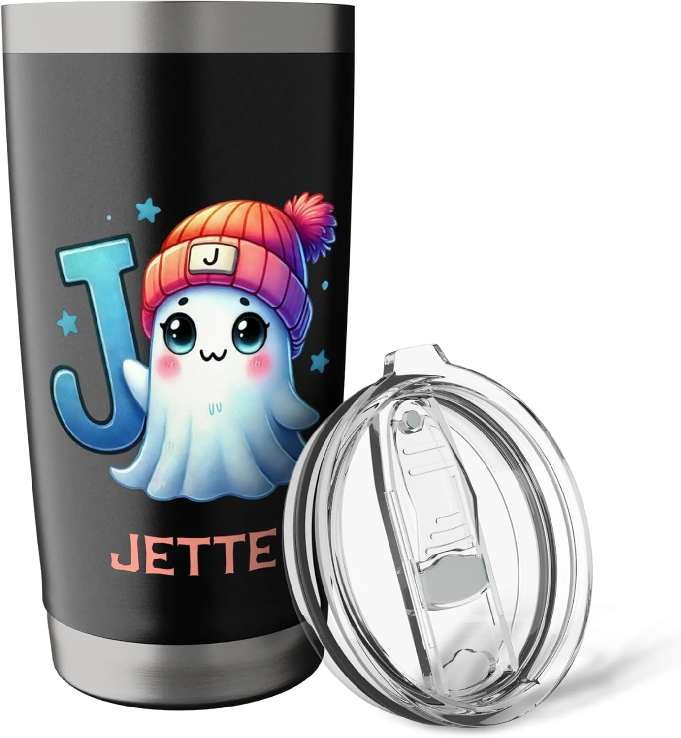 Cute Ghost Jette Halloween Letter Girls Name Stainless Steel Insulated Tumbler