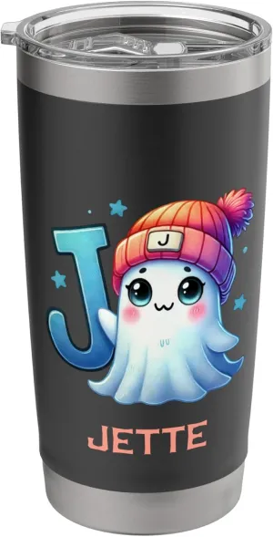 Cute Ghost Jette Halloween Letter Girls Name Stainless Steel Insulated Tumbler