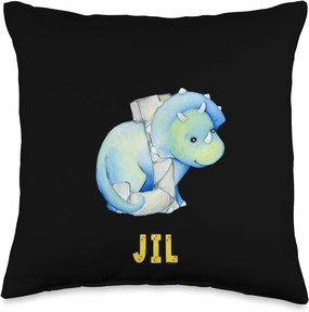 Cute Dinosaurs Letter Jette Alphabet Dinosaurs Throw Pillow
