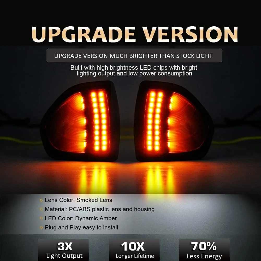 D-Lumina Sequential Left ＆ Right Side LED Mirror Turn Signal Light Smoked Lens for 2010-2018 Dodge Ram 1500 2500 3500 4500 5500, Dynamic Rear View Mirror Lamp Replace 68302828AA 68302829AA, Pack of 2